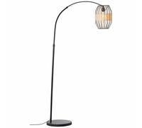 Brillant | Lampadaire Slope arc 1,5m noir/naturel | 1x A60, E27, 52W, adapté aux