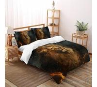 Brillant Lion Souveraineté Ensemble De Lit King（220x240cm） Imprimé 3D WildVie Let Terre pour Garçons Et Filles en Microfibre Respirant avec Fermeture Éclair Literie Doux