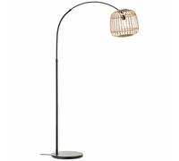 Brillant | Nikka arc lampadaire 1,7m noir/naturel | 1x A60, E27, 40W, adapté aux