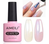 Brillant Perle Top Coat Vernis à Ongles Gel Semi Permanent Blanc Nacré Glitter Finish No Wipe Top Coat Longue Du GEL UV POUR ONGLES