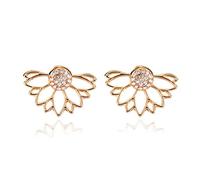 Brillant strass Creux Demi Tournesol Oreille Veste Femmes Partie Boucles D'oreilles Bijoux En Argent Très Pratique et Populaire