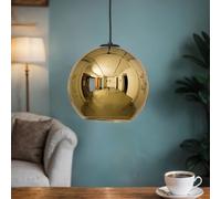 Brillant Suspensions or Métal Rond Rétro Bille Couverture à Manger Lampe Jara