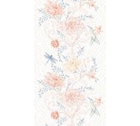 Brillant Vigne de Fleur Papier Peint Avec Oiseaux Et Libellules - Coloré, Orange