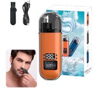 Brillanten Portable Nasing Hair Trimm, 2 et 1 Trimeuse des cheveux d'oreille et de nez pour les hommes,lames étanches rotatives à 360 °, Rébarrant de poils d'oreille rechargeable au nez,Orange