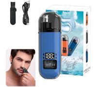 Brillanten Portable Nasing Hair Trimm, 2 et 1 Trimeuse des cheveux d'oreille et de nez pour les hommes,lames étanches rotatives à 360 °, Rébarrant de poils d'oreille rechargeable au nez,Blue