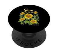 Brillez comme Le Soleil Proverbes 4:18 Christian Sunflower Jesus PopSockets PopGrip Adhésif