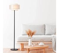 Brilliant 1 lampadaire de style nature - Lampadaire décoratif avec interrupteur à pied - Convient pour ampoule E27 en métal/textile/papier, en noir/beige - Ø 36 cm et hauteur 1,53 m