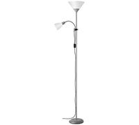 Brilliant Lampe Spari bras de lecture uplighter E27 1x A60 60W argent/blanc avec interrupteur à cordon