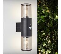 BRILLIANT Applique extérieure Sergioro | luminaire décoratif d'extérieur | anthracite | avec détecteur de mouvement | 2x E27 max. 20 W | IP44