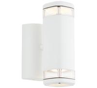 BRILLIANT Applique murale d'extérieur blanche intemporelle JANDY | Up/Down Light | dimmable avec ampoule adaptée | 2x GU10 douille max. 18W | métal/verre | IP44