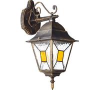 BRILLIANT Applique murale d'extérieur classique JANEL | noir/or | applique murale suspendue | avec ampoule adaptée gradable | 1x douille E27 max. 60W | métal/verre | IP44