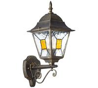 BRILLIANT Applique murale d'extérieur classique JANEL | noir/or | applique murale verticale | avec ampoule adaptée dimmable | 1x douille E27 max. 60W | métal/verre | IP44