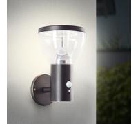 BRILLIANT Applique murale extérieure solaire noire TULIP | incl. détecteur de mouvement | 3W 430 lm 3000 K | Acier inoxydable/plastique