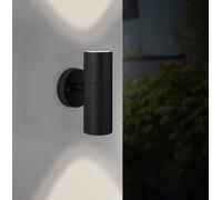 BRILLIANT Applique murale noire JANDY| Up/Down Light | intensité lumineuse variable avec ampoule adaptée | 2x GU10 douille max. 18 Watt | métal/verre| IP44