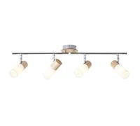 Brilliant 51432/50 Babsan Plafonnier avec 4 Lumières, Métal/Bois/Plastique, E14, 3.5 W, Bois Clair/Blanc