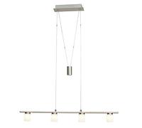 Brilliant Betsy Suspension LED, 4 ampoules, hauteur réGlable, 4 x 4,5 W LED intéGré, 4 x 360 Lumen, 3000 K blanc chaud, métal/verre, fer/Blanc 9 x 90 x 150 cm, G93547/13