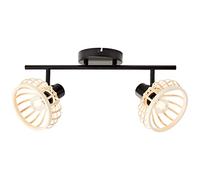 Brilliant Brillant projecteur Norah 2 feux. bois clair/noir, métal/bambou, 2x D45, E14, 28 W