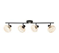 Brilliant Brillant projecteur Norah 4-flammes. bois clair/noir, métal/bambou, 4x D45, E14, 28 W