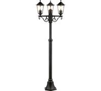 BRILLIANT Candélabre noir classique CARLEEN | lampe d'extérieur à trois bras | hauteur 2 mètres | avec ampoule adaptée gradable | 3x E27 douille max. 60 Watt | métal/verre