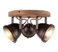 BRILLIANT Carmen Wood spot rond 3 flammes acier brûlé / bois marron G