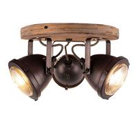 BRILLIANT Carmen Wood Spot rond 3 flammes en acier brûlé/bois Luminaires d'intérieur, spots, cocarde | 3x PAR51, GU10, 5W, convient pour lampes à réflecteur (non fournies) | A ++ | Têtes pivotantes