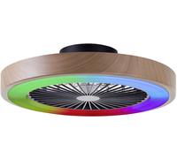 Brilliant G60060/09 Slimline Plafonnier LED avec ventilateur Module LED 40 W noir, bois