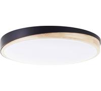 BAARLO Plafonnier noir mat/bois LED intégrée 36W