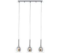 BRILLIANT lamp Hadan suspension 3 lampes fumée / transparent / chrome 3x D45, E14, 40W, convient a