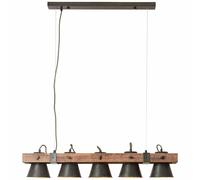 BRILLIANT lamp Plow suspension 5 flg noir acier / bois | 5x lampes normales A60,