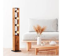 BRILLIANT Lampadaire à 3 flammes style nature | lampadaire décoratif | | adapté aux ampoules E27 max. 42W | métal/bois | noir/brun | 1,26m de hauteur