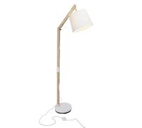 BRILLIANT lampadaire Carlyn lampadaire 1 lumière bois clair/blanc | 1x A60, E27, 60W, adapté aux lampes standard (non incluses) | Échelle A ++ à E | Avec pédale