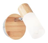 BRILLIANT lampe Babsan applique murale bois clair/blanc | 1x C35, E14, 3,5W, adapté aux lampes à bougie (non incluses) | Échelle A ++ à E | Tête pivotante
