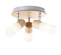 BRILLIANT lampe Babsan Spotrondell 3flg bois clair/blanc | 3x C35, E14, 3,5W, adapté aux lampes à bougie (non incluses) | Échelle A ++ à E | Têtes pivotantes