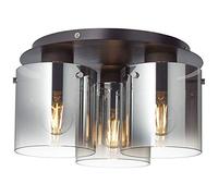 Brilliant Lampe Beth plafonnier 35 cm noir/verre fumé | 3x A60, adapté .pour. Ampoules normales non incluses | Convient pour les ampoules LED | Dimmable en utilisant des ampoules appropriées
