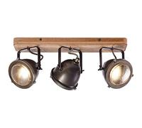 BRILLIANT lampe Carmen Poutres en bois Spot 3 flammé acier brûlé/bois | 3x PAR51, GU10, 5W, adapté aux lampes à réflecteur (non incluses) | Échelle A ++ à E | Têtes pivotantes