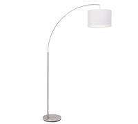 Brilliant Lampe Clarie Bogenstandleuchte 1, 8m eisen/weiß | 1x A60, E27, geeignet für Normallampen (nicht enthalten) | Mit Fußschalter