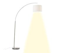 Brilliant Lampe Clarie lampe à poser en arc 1, 8m fer/blanc | 1x A60, E27, convient aux ampoules normales (non incluses) | Avec interrupteur à pied