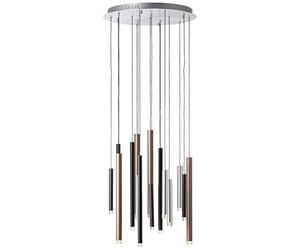 BRILLIANT lampe clavecin LED suspension 16 flg marron/café | 16x 4W LED intégrés, 294lm, 3000K | Dimmable en 3 étapes via interrupteur mural | Réglable en hauteur/câble peut être raccourci