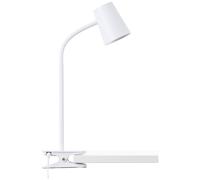BRILLIANT Lampe de bureau LED blanche ADDA | Lampe à pince réglable par bras flexible | Luminosité réglable sur 3 niveaux | 7W 580lm 3000K | 42 cm de hauteur | Plastique/métal