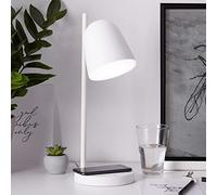 Brilliant Lampe de table LED fonctionnelle - Lampe de table avec plateau de charge à induction - Charge sans fil des appareils mobiles - Intensité variable en plastique - 42 x 15 cm - Blanc
