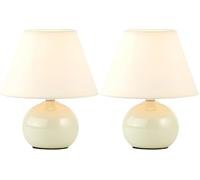 Brilliant lampe de table Primo beige/marron clair | 1x D45, E14, 40W, adapté aux lampes à suspension (non inclus) | Échelle A ++ à E | Avec interrupteur à cordon (Lot de 2)