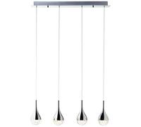 Brilliant lampe Frizzante LED suspension 4 lumières chrome easyDim | 4x 5W LED SMD intégré, 400lm, 3000K | EasyDim: dimmable avec interrupteurs conventionnels | Réglable en hauteur / câble peut ê