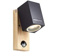 BRILLIANT lampe Galeni applique murale d'extérieur détecteur de mouvement noir/naturel | 1x PAR51, GU10, 20W, adapté aux lampes à réflecteur (non incluses) | Échelle A ++ à E e protec