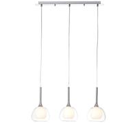 BRILLIANT lampe Hadan suspension 3 lumières chrome/blanc-transparent | 3x D45, E14, 40W, adaptées aux lampes à suspension (non incluses) | Échelle A ++ à E | Réglable en hauteur/câble peut êt