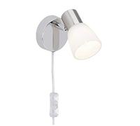 BRILLIANT lampe Janna LED alimentation spot mural et interrupteur fer/chrome/blanc | 1x LED-Z45, E14, ampoule LED 4W incluse, (450lm, 2700K) | Échelle A ++ à E | Avec conduite d'alimentation
