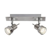 BRILLIANT lampe Kassandra Barre spot LED 2 lames fer/chrome | 2x LED-PAR51, GU10, 3W lampes à réflecteur LED incluses, (250lm, 3000K) | Échelle A ++ à E | Têtes pivotantes