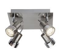 BRILLIANT lampe Kassandra LED spot plaque 4flg fer/chrome | 4x LED-PAR51, GU10, 3W lampes à réflecteur LED incluses, (250lm, 3000K) | Échelle A ++ à E | Têtes pivotantes
