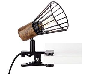 BRILLIANT lampe Lampe à pince Manama bois foncé/noir mat | 1x D45, E14, 28W, adapté aux lampes à suspension (non inclus) | Échelle A ++ à E | Avec interrupteur à cordon