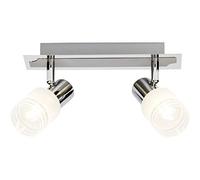 BRILLIANT lampe Lea LED spot bar 2-fl Fer/chrome/blanc | 2x LED-D45, E14, ampoule LED 4W incluse, (450lm, 2700K) | Échelle A ++ à E | Économique et durable grâce à l'utilisation de LED