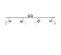 BRILLIANT Plafonnier barre à 4 lumières Luca hauteur 15 cm E14 40W chrome et blanc